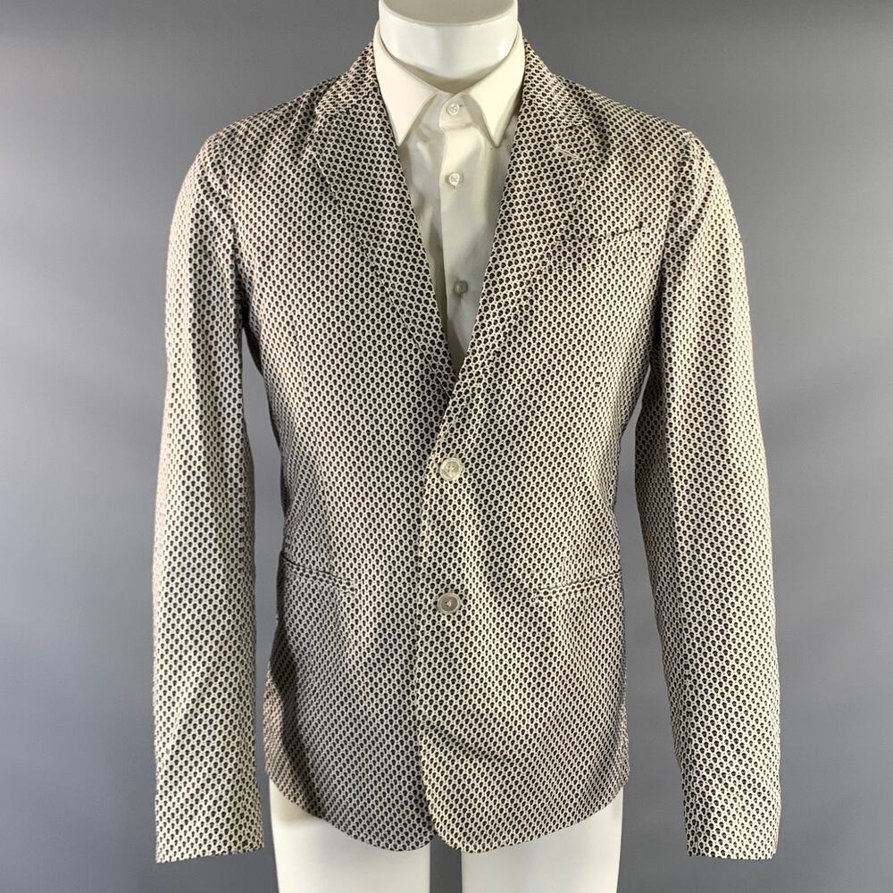 ALEXANDER MCQUEEN Chest Size 38 White Black & Red Skulls Cotton Sport Coat